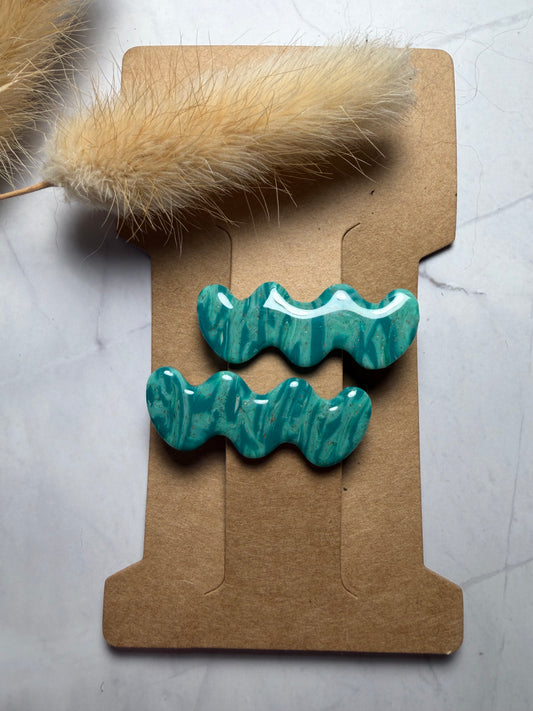 Pince à cheveux « Marbre Turquoise »