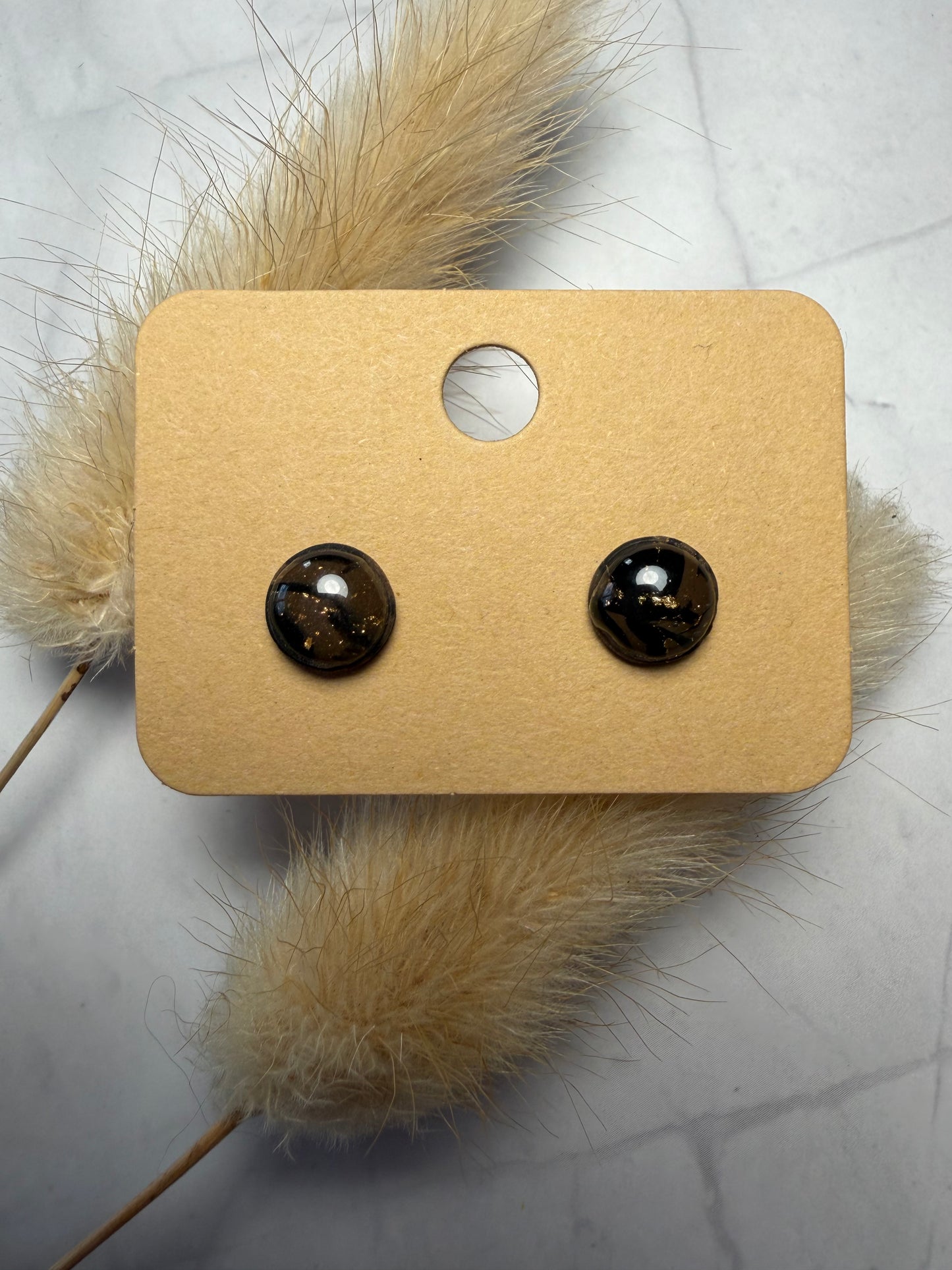 Boucles d’oreilles « Puce » marron/noir