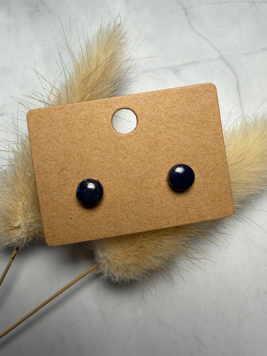 Boucles d’oreilles « Puce » Marine/doré