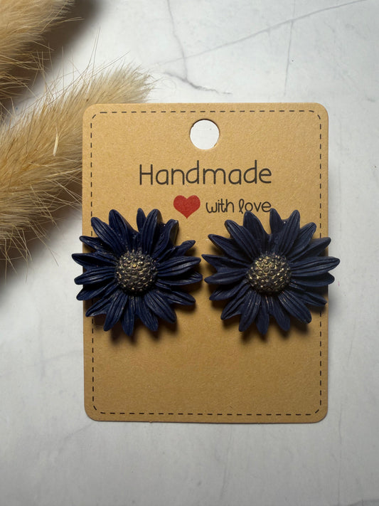 Boucles d’oreilles « Maria » L, marine/doré