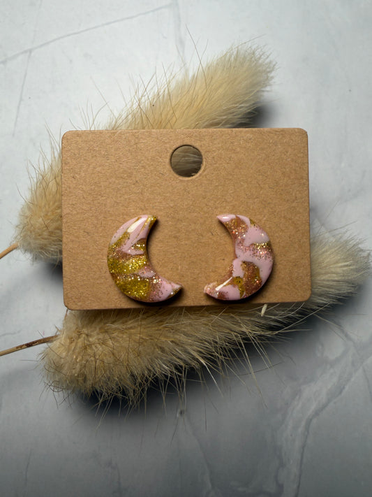 Boucles d’oreilles « Little Moon » rose/doré