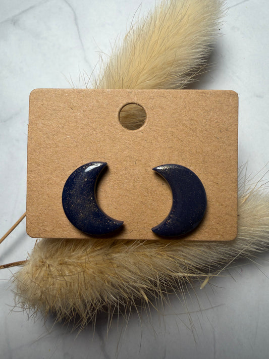 Boucles d’oreilles « Little Moon » marine/doré