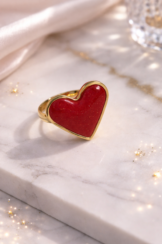 Bague « Valentine », rouge/doré