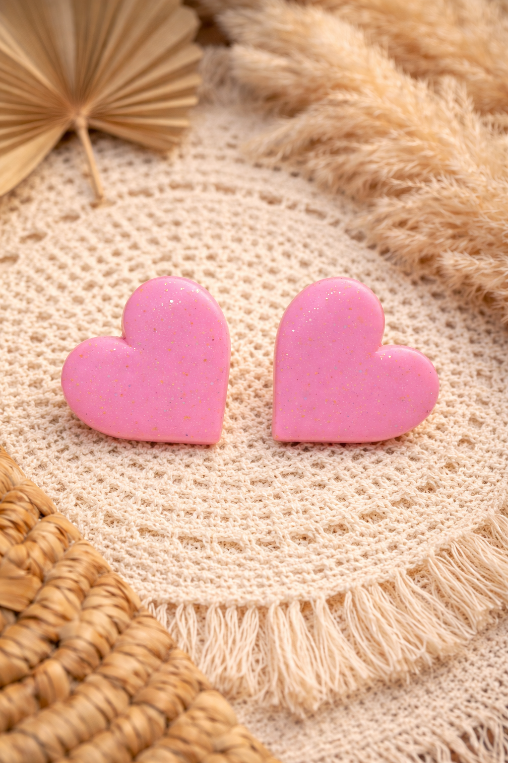 Boucles d’oreilles « Amara » S, rose/pailletée doré