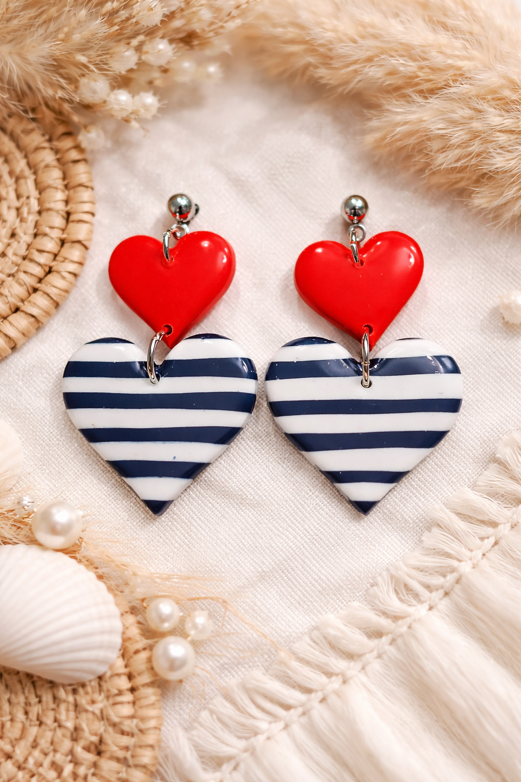 Boucles d’oreilles « Marinière » duo Amara argenté