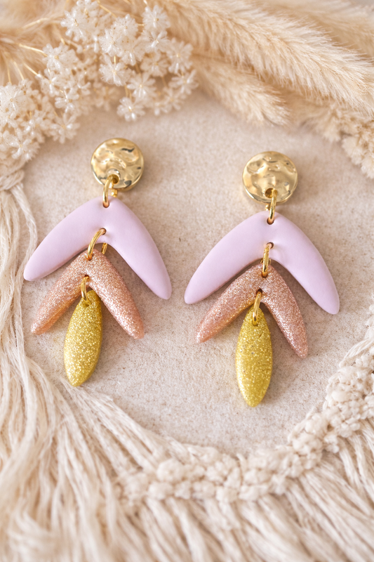 Boucles d’oreilles « Boho » rose/doré
