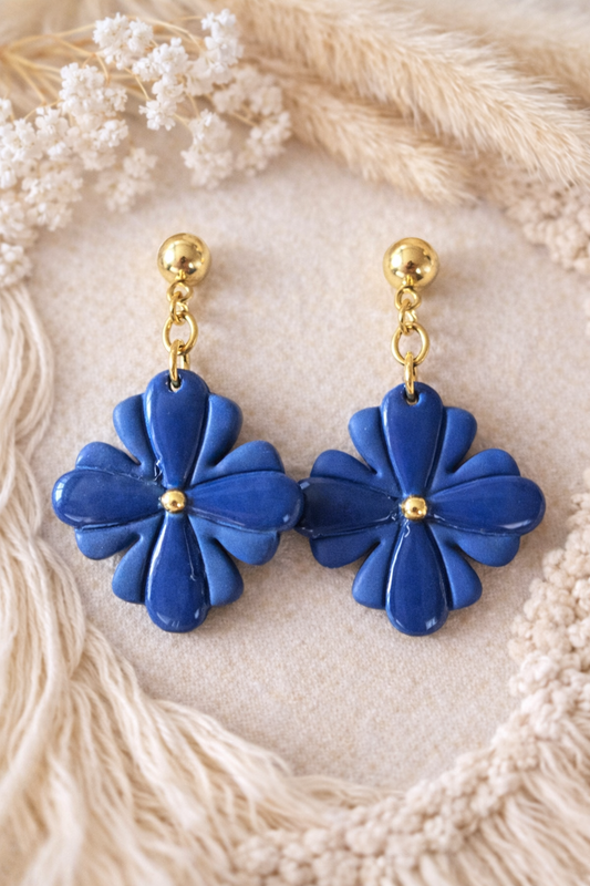 Boucles d’oreilles « Tessa » marine/doré