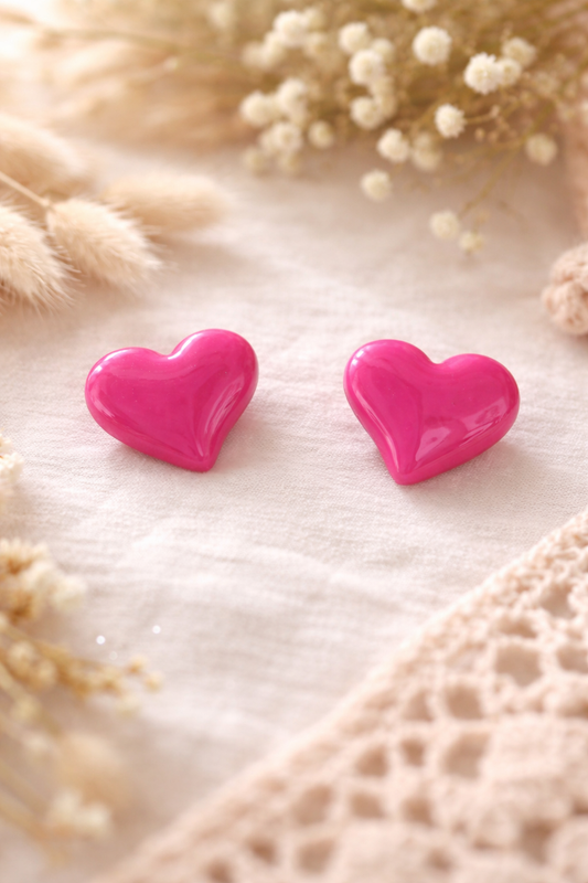 Boucles d’oreilles « Love », Fushia