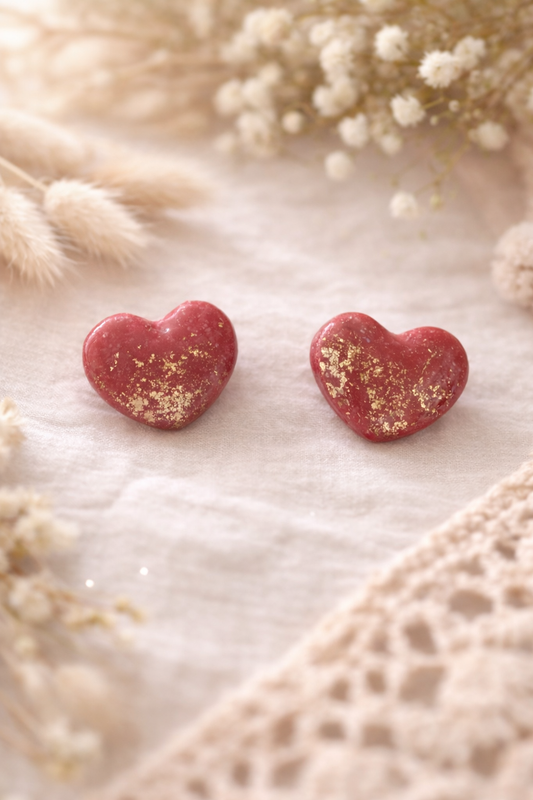 Boucles d’oreilles « Mini Cœur » rouge/doré