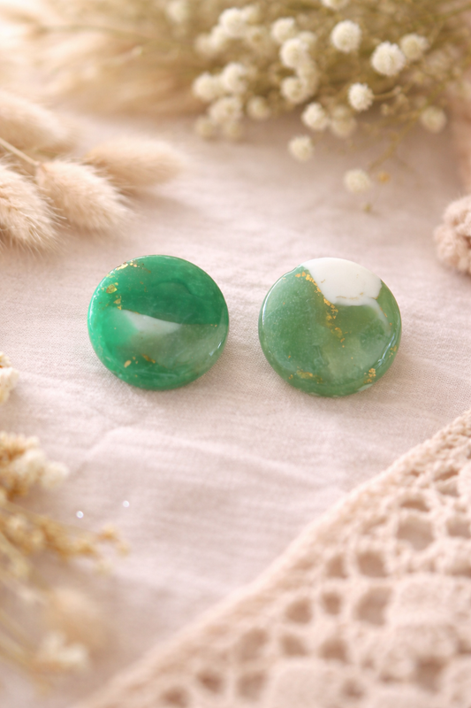 Boucles d’oreilles « Nina » marbre vert