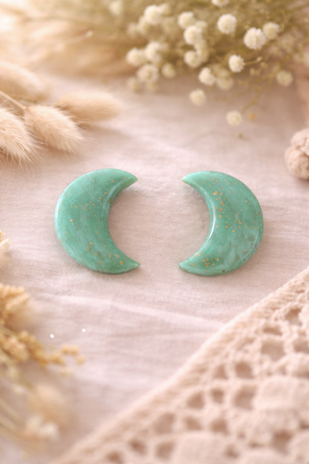 Boucles d’oreilles « Little Moon » vert/doré
