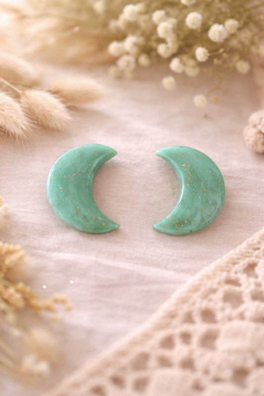 Boucles d’oreilles « Little Moon » vert/doré