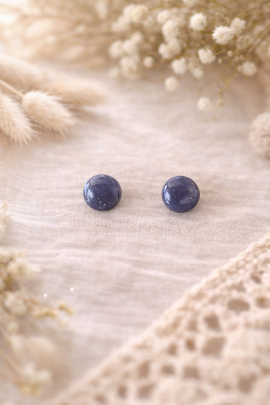 Boucles d’oreilles « Puce » Marine/doré