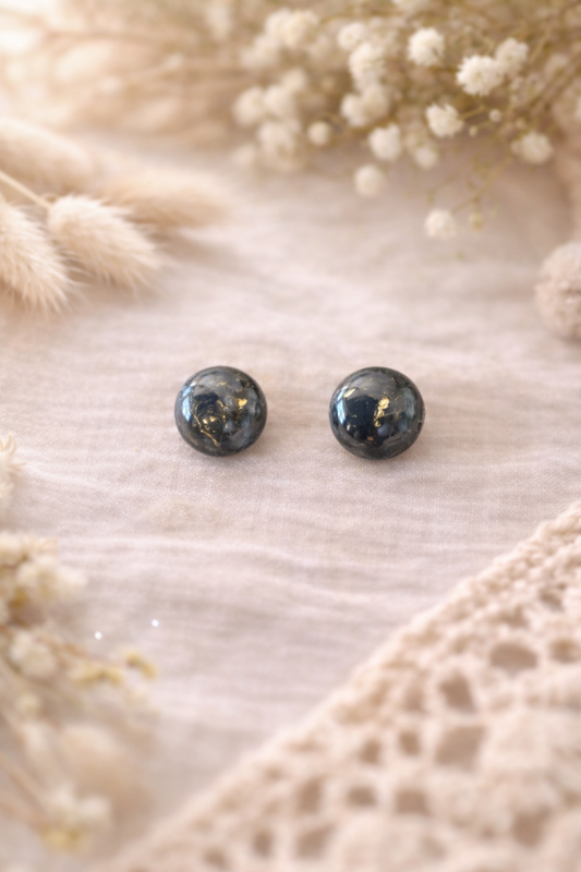 Boucles d’oreilles « Puce » marron/noir