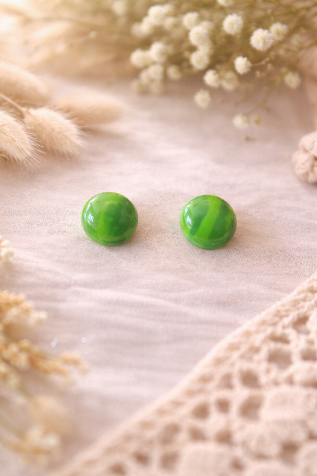 Boucles d’oreilles « Puce » kaki/vert