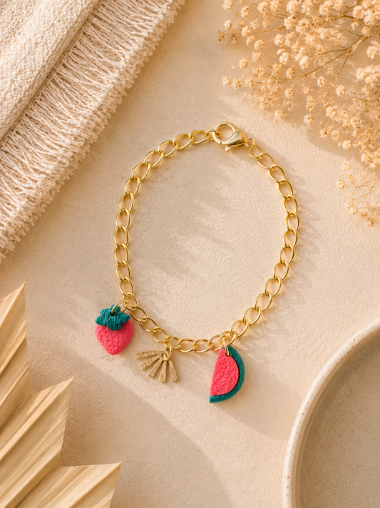 Bracelet doré Fraise