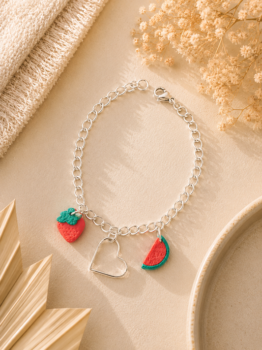 Bracelet argenté Fraise
